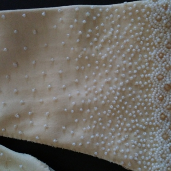 Vintage cotton beaded gloves - Picture 2 of 5